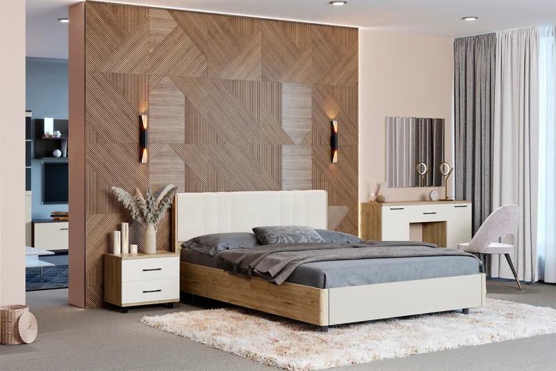 Спальня Грейс комплект 7 (Гикори Джексон светлый/Кашемир матовый) - купить в Озерце