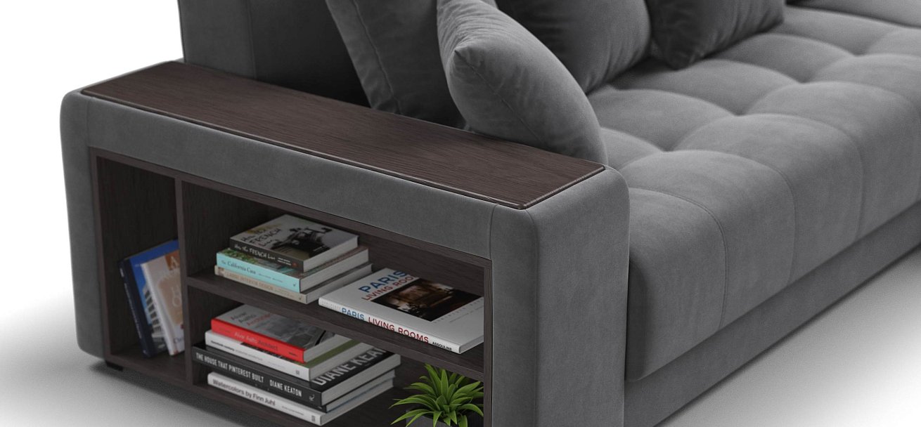 Ванкувер угловой диван Велюр Монолит серый — купить в Озерце