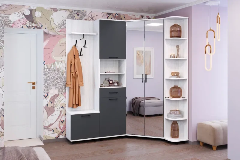 Прихожая Грейс комплект 4 (Снежный Ясень/Антрацит Матовый) - заказать на Ozerco.com Прихожая Грейс комплект 4 (Снежный Ясень/Антрацит Матовый) — Мебель-центр Озерцо