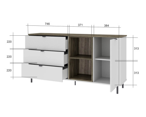 Симпл тумба 1D3S2N — Мебель-центр Озерцо