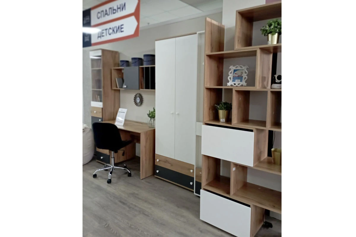 Стеллаж-трансформер Лойс 95 (Дуб Золотистый/Белый) в мебель-центре Озерцо