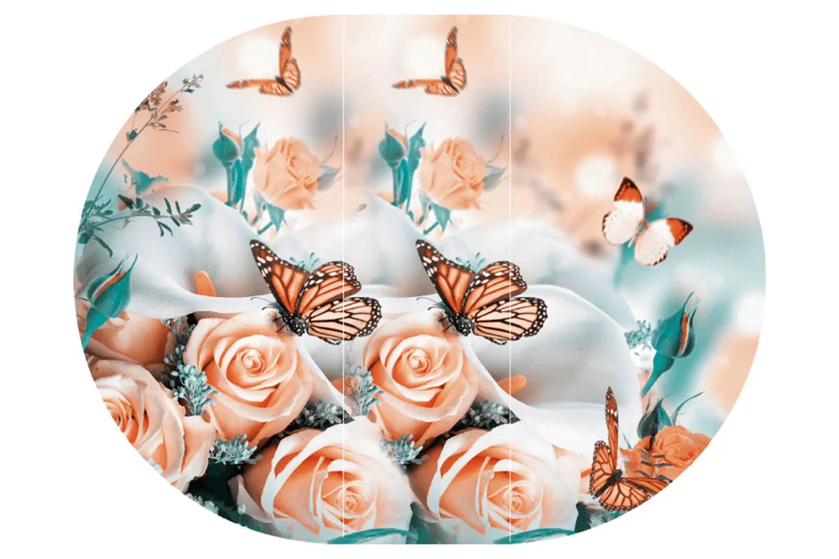 Стол обеденный Бостон круглый на опоре брифинг (рис. Бабочки) - купить в Озерце