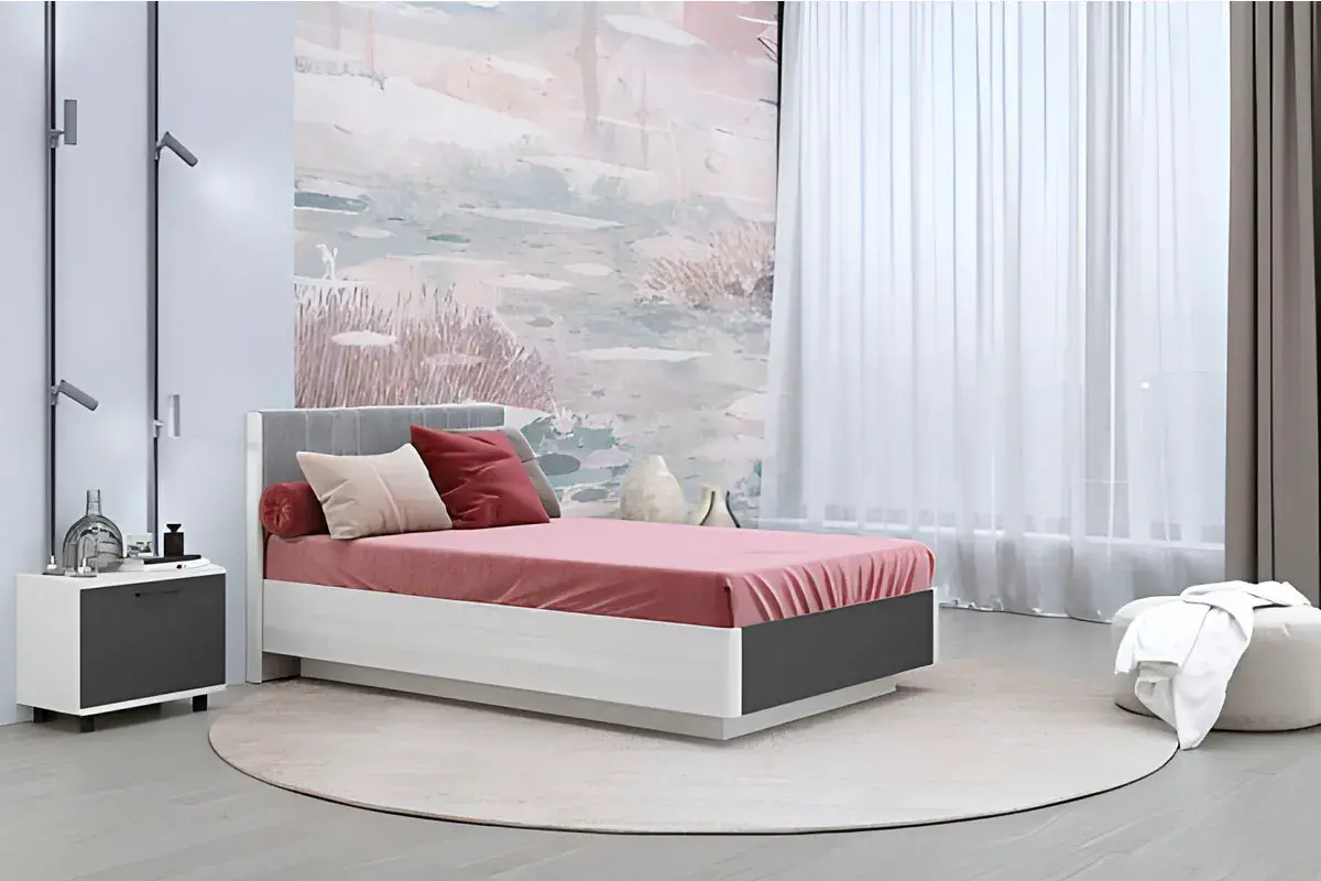 Кровать КР-4012-СЯ-АМ (Снежный Ясень/Антрацит Матовый) - купить в Озерце