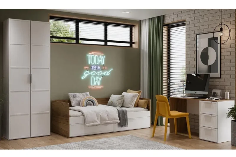 Набор детской мебели Стелла стандартный ГН-402.000 (Белый холст/Белый Жемчуг/Яблоня Беллуно) — Мебель-центр Озерцо