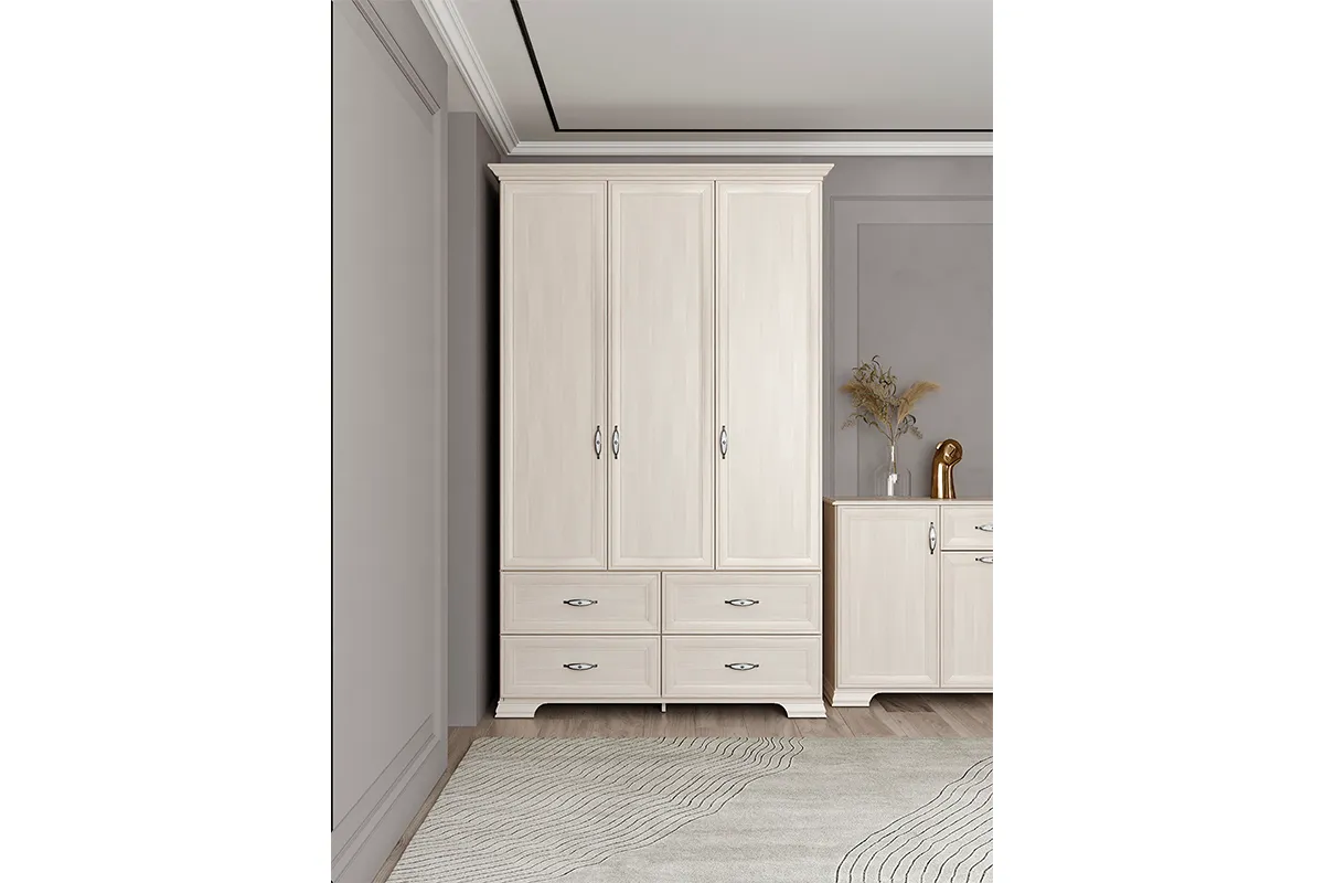 Венеция 1 Шкаф для одежды 3-х дв с ящиками (без зеркала) в мебель-центре Озерцо