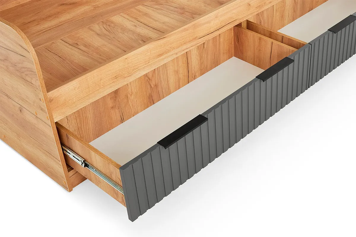 Кровать комбинированная Хилтон 90х200 Тип 1 (Дуб Крафт золотой/Графит матовый) - купить в Озерце