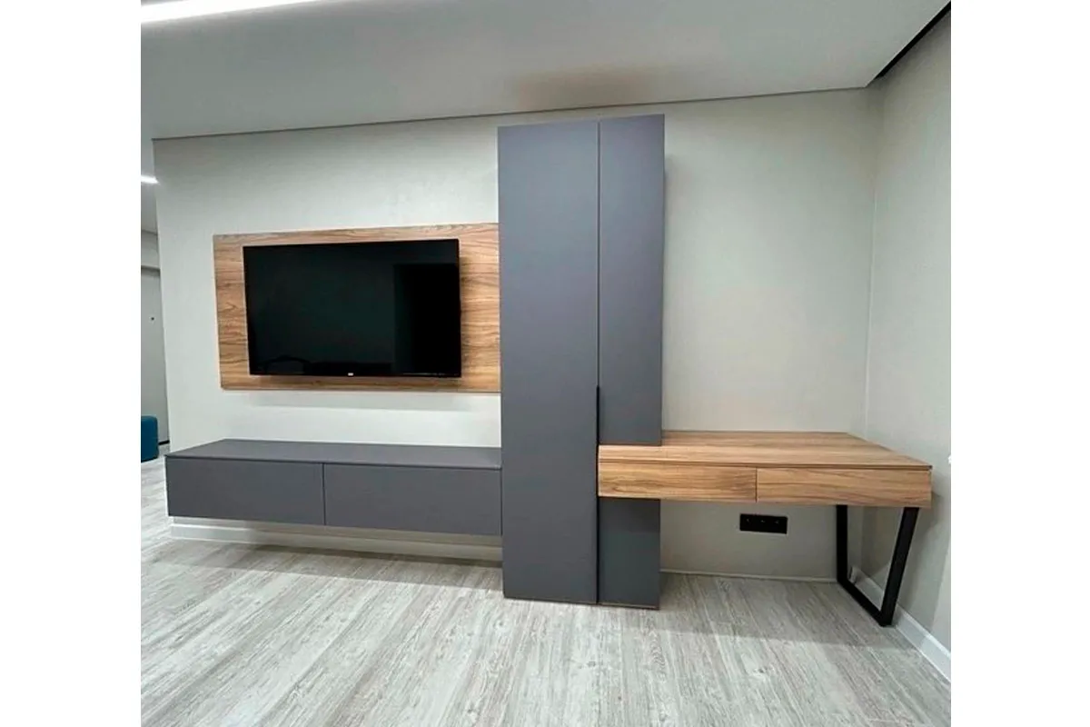 Гостиная Порто №8 ГН-393.008 (Яблоня Беллуно/Графит софт) — Мебель-центр Озерцо