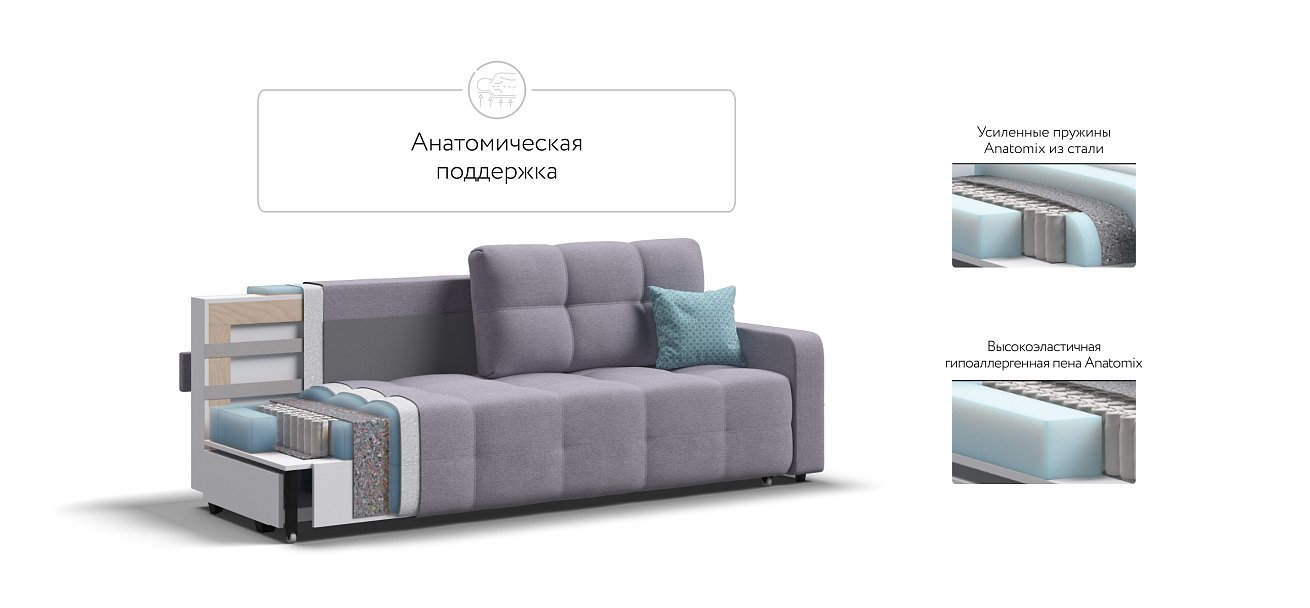 Денди диван Рогожка Мальмо платина — купить в Озерце