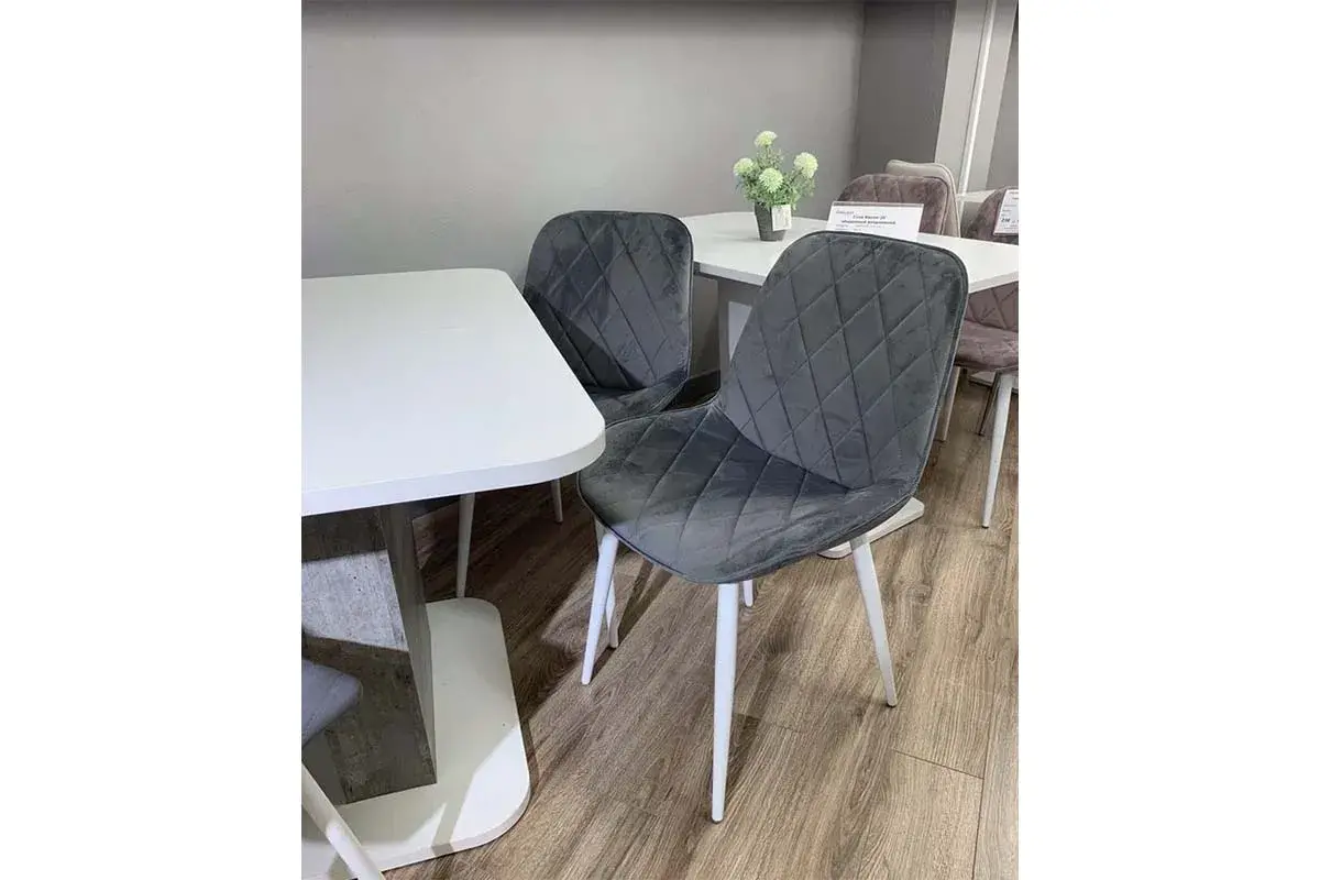 Стул Аура каркас 9003 белый матовый, велюр (Velluto 18 серый) СРП-032 - купить в Озерце