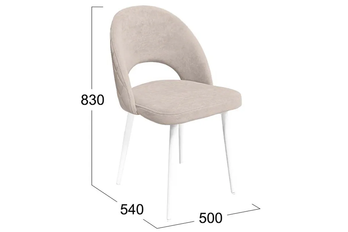 Стул Амели (конус Т2) (Белый муар/Велюр Dream Beige/Бежевый) - купить в Озерце