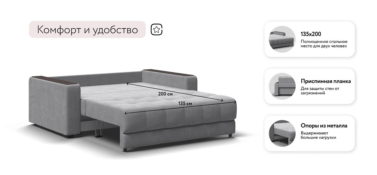 Босс Маркет двухместный диван Велюр Монолит сталь — купить в Озерце