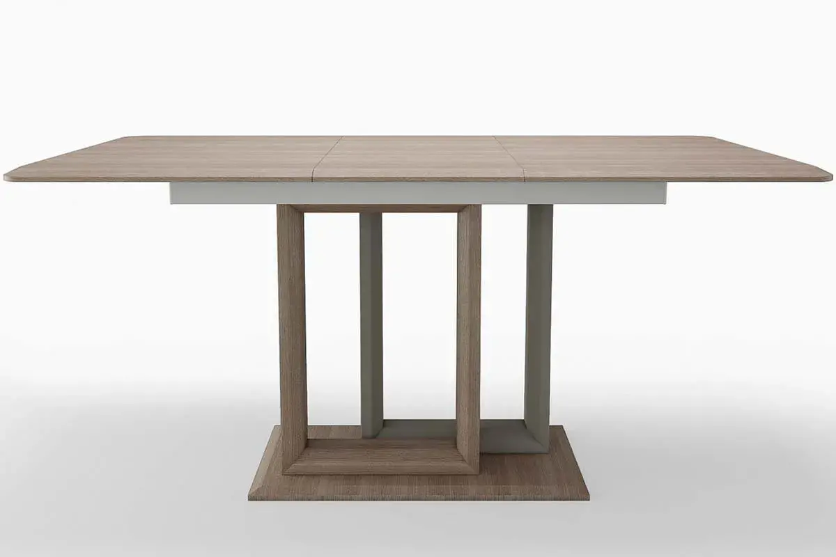 Стол обеденный Тетрис 1200(1600) (Ясень Шимо светлый / рама серая / 1 нога - ясень шимо, 2 нога - грей / Ясень шимо светлый) - купить в Озерце
