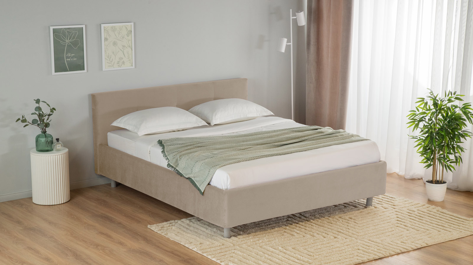 Кровать с ортопедической решеткой Vanessa Nova, ткань Sky Velvet 03, 160x200 - купить в Озерце