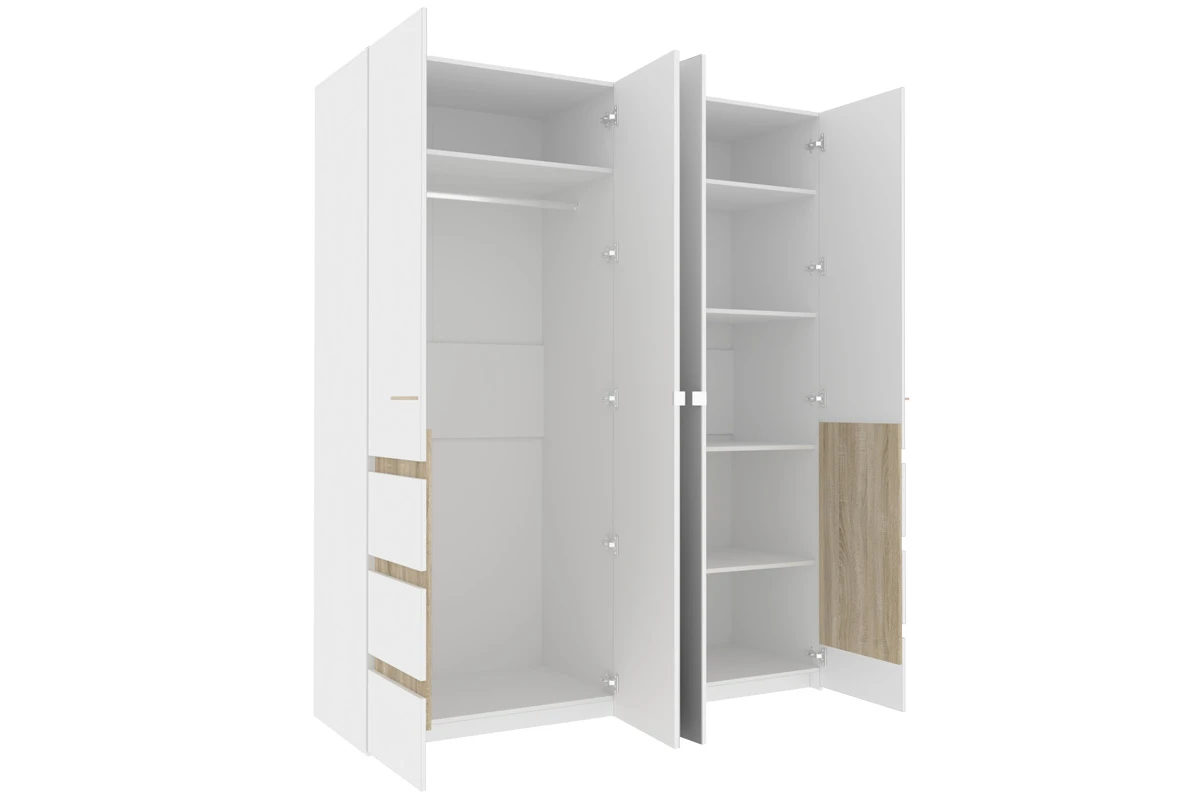 Шкаф для одежды и белья 4-створчатый Анона 8 (Белый/Дуб Сонома) в мебель-центре Озерцо
