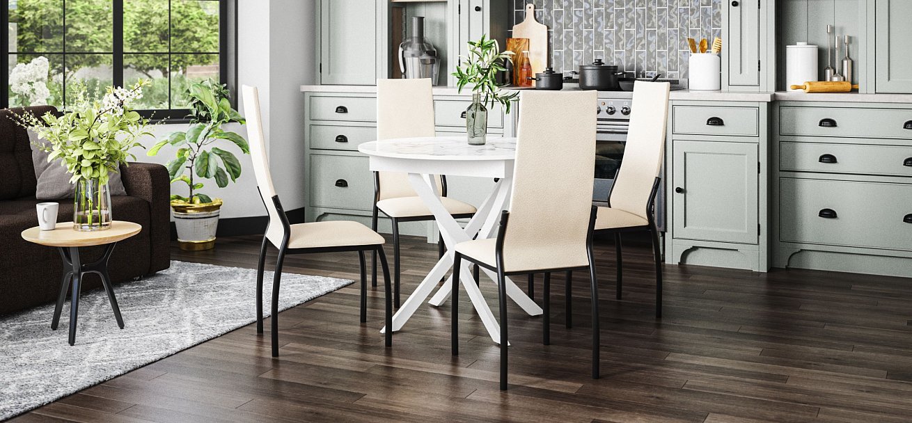 Асти стул 2 шт Экокожа латте, Черный - купить в Озерце