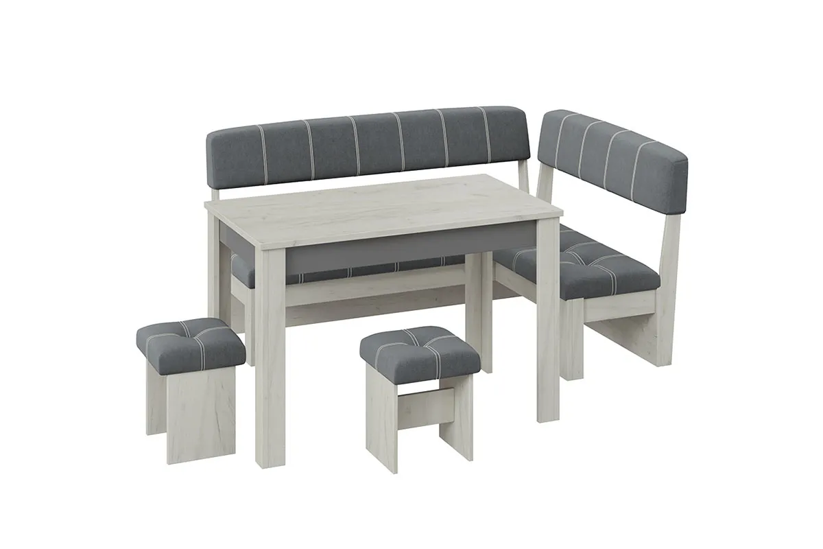 Кухонный уголок Альфа МФ-100.001 (Дуб Крафт белый/Антрацит/Велюр серый) - купить в Озерце