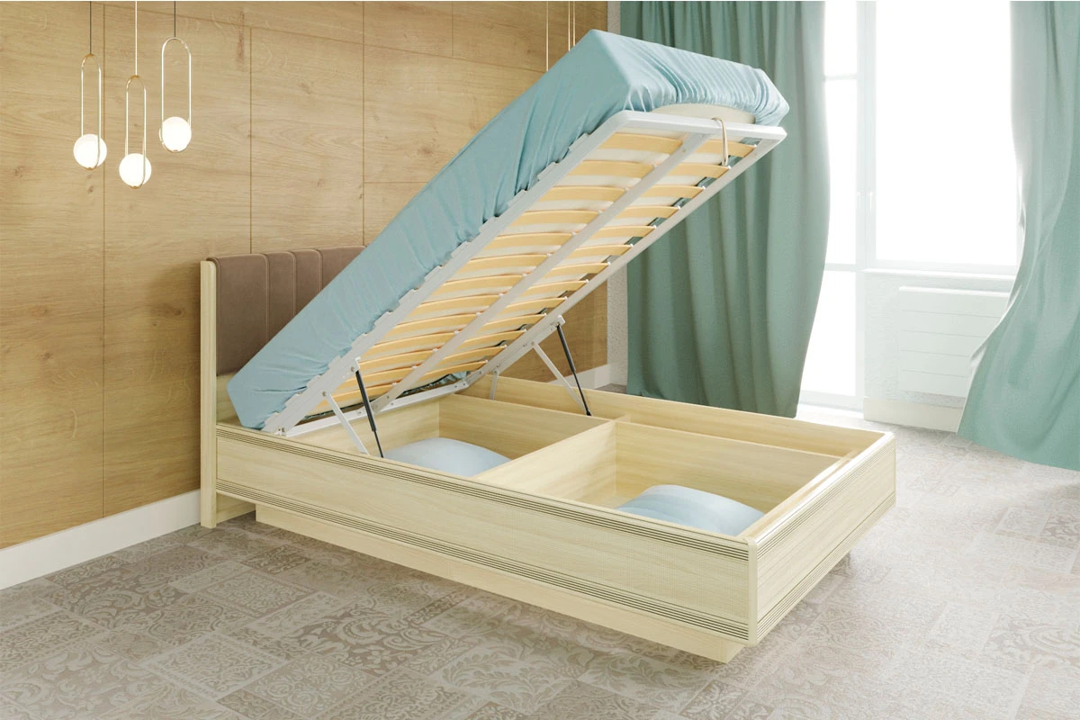 Кровать Карина КР-1011-АС-В 120х200 (Ясень Асахи/Велюр) - купить в Озерце