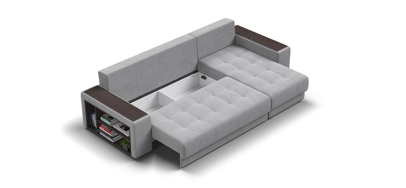 Ванкувер угловой диван Велюр Монолит сталь — купить в Озерце