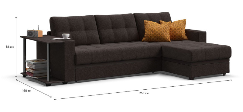 Атланта Люкс угловой диван Рогожка Мальмо шоколад — купить в Озерце