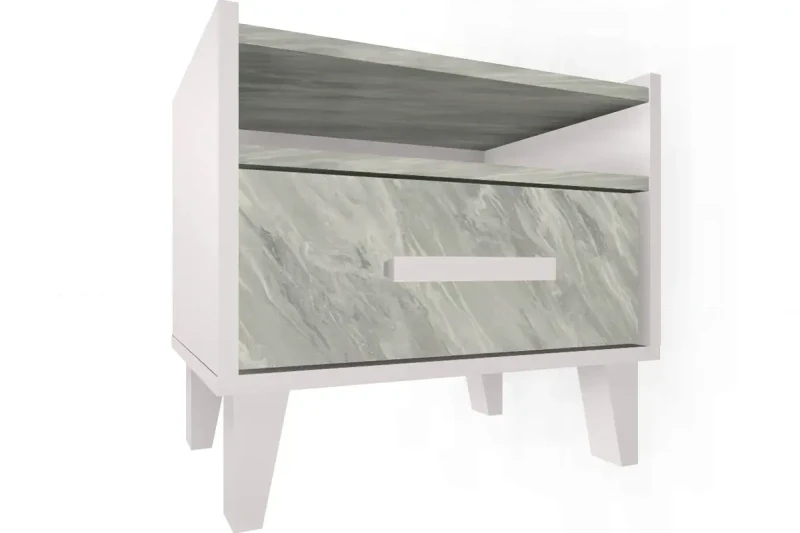 Тумба прикроватная Айрис 41 (Белый/Статуарио) — Мебель-центр Озерцо