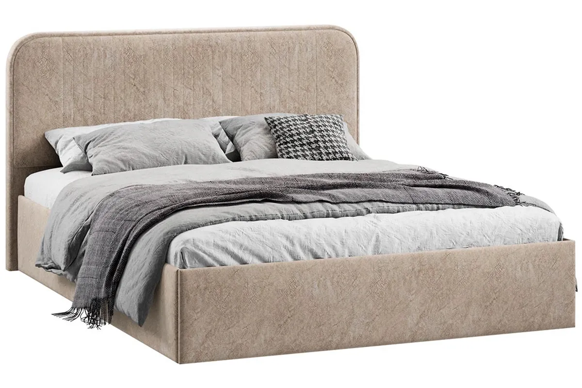 Кровать Тиффани Тип 1 с ПМ и заглушиной 160х200 (Микровелюр/Wellmart Dark Beige) - купить в Озерце