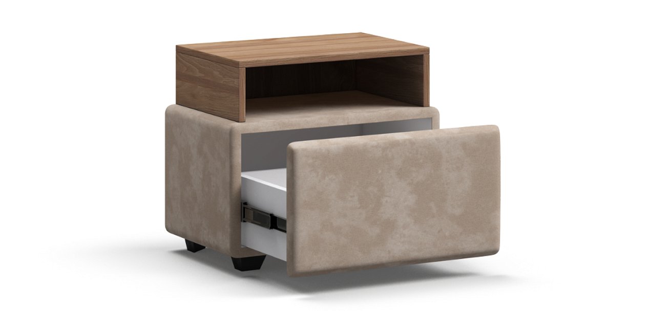 Тумба BOSS Alkantara пепел, Орех Селект — Мебель-центр Озерцо