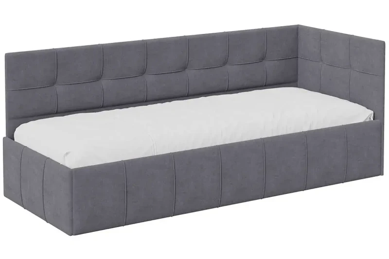 Кровать Грей с мягкой обивкой с ПМ 80х200 Тип 1 (Велюр Galaxy/Серый) - купить в Озерце