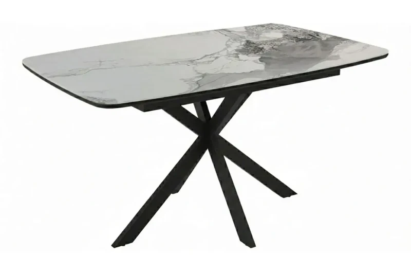 Стол обеденный Аризона 1300х800 (Керамика YB8020122BG Пандора / МДФ в пленке Черный кварц /Металл черный) - купить в Озерце