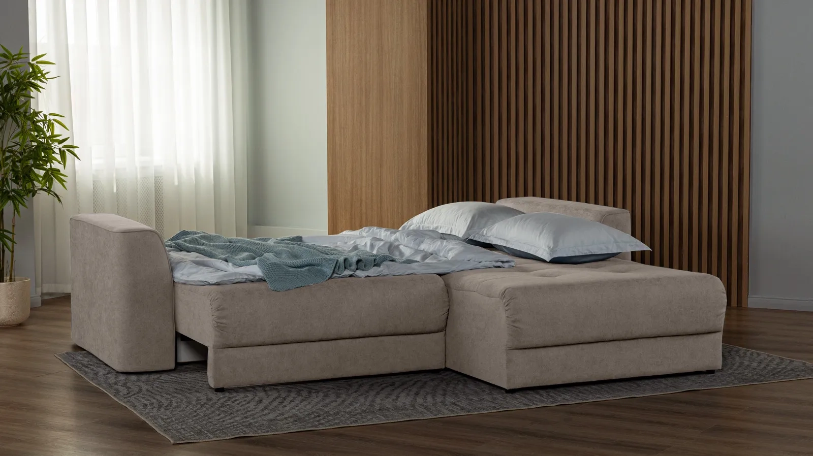 Диван -кровать угловой Monako New 2-секционный, ткань Royal I Sandy 157x252 — купить в Озерце