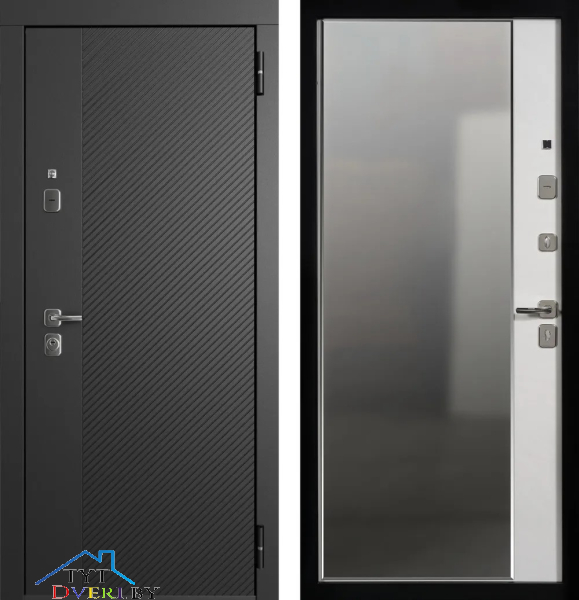 TR 2 ЮП-19 ZB 999-2 Черный кварц - ЮП-15 (зеркало) ZB Белый