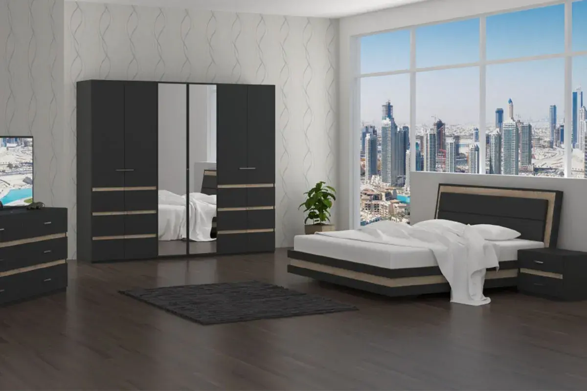 Кровать Анона 1 со стационарным основанием 180х200 (Антрацит / Дуб Сонома) - купить в Озерце