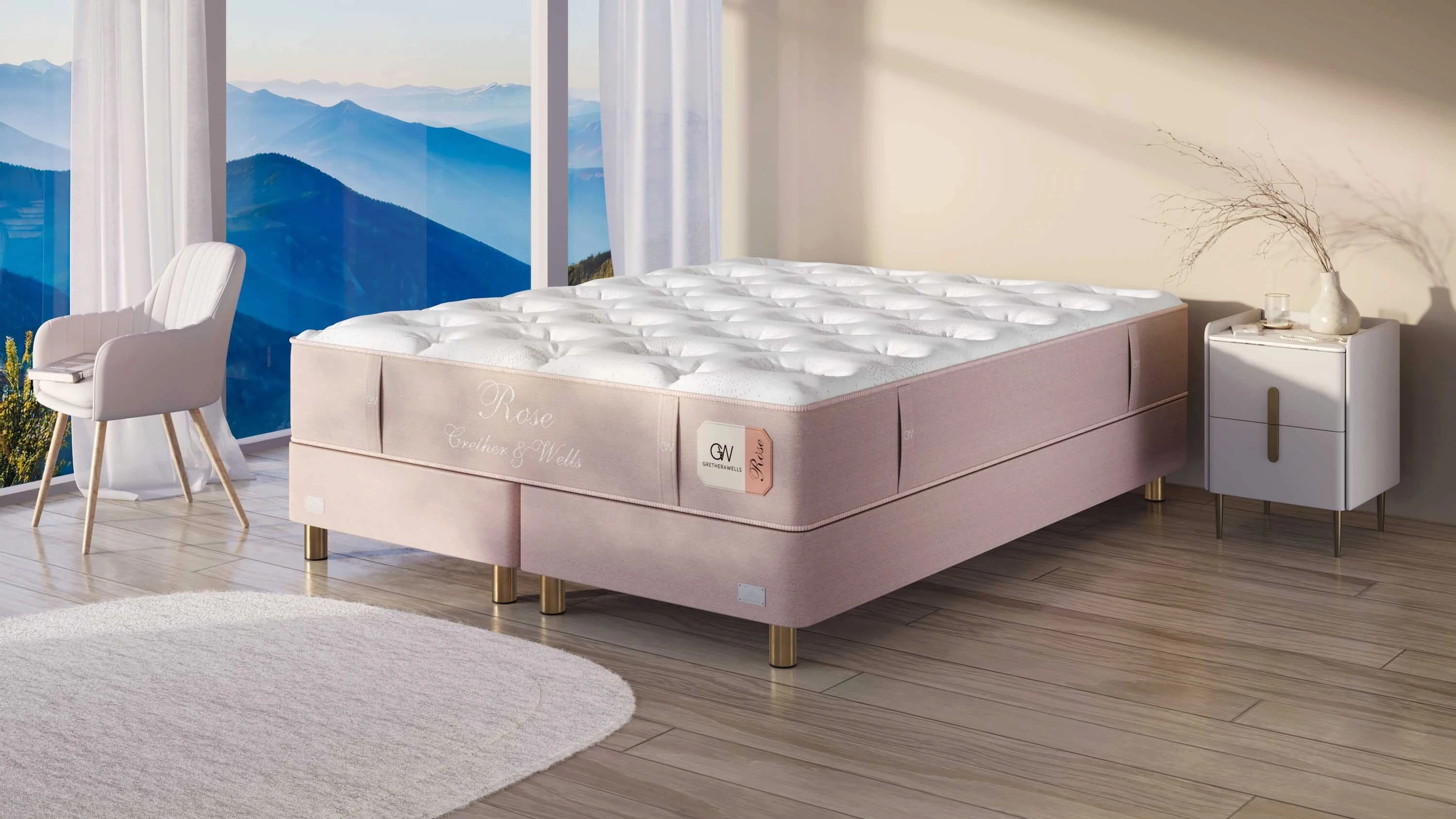 Основание Grether & Wells Rose h-20 ножка GW h=120 (золото) 100x200 - купить в Озерце