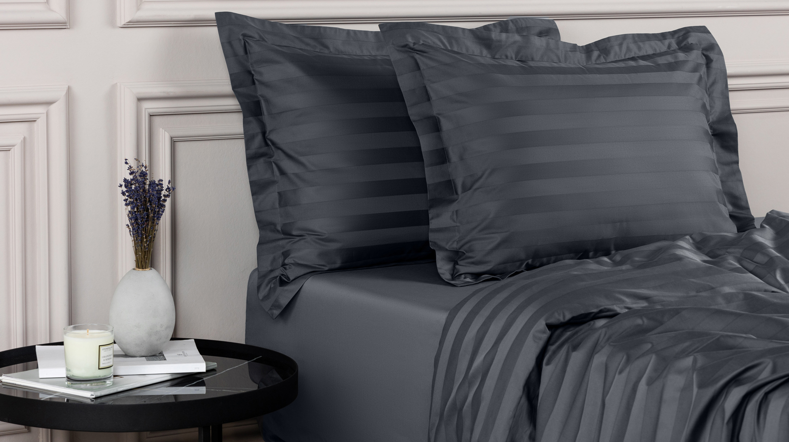 Постельное белье Askona Comfort Stripe 2.0 (евро), цвет: Graphite 200x220, без простыни в мебель-центре Озерцо