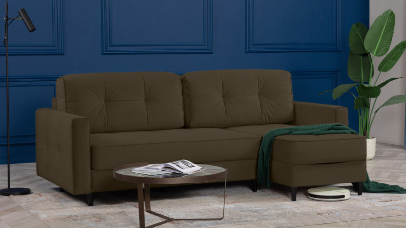 Диван Amani Pro угловой с широкими подлокотниками, ножки: пластик, Тк. Sky Velvet 12 156x237 — купить в Озерце