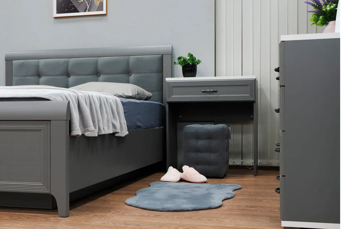 Кровать КР-1033-СО-В 160х200 (Серый Оникс/Велюр) - купить в Озерце