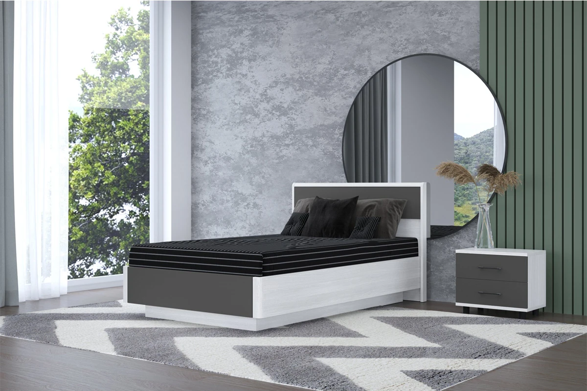Кровать КР-4001 120х200 (Снежный Ясень/Антрацит матовый) - купить в Озерце