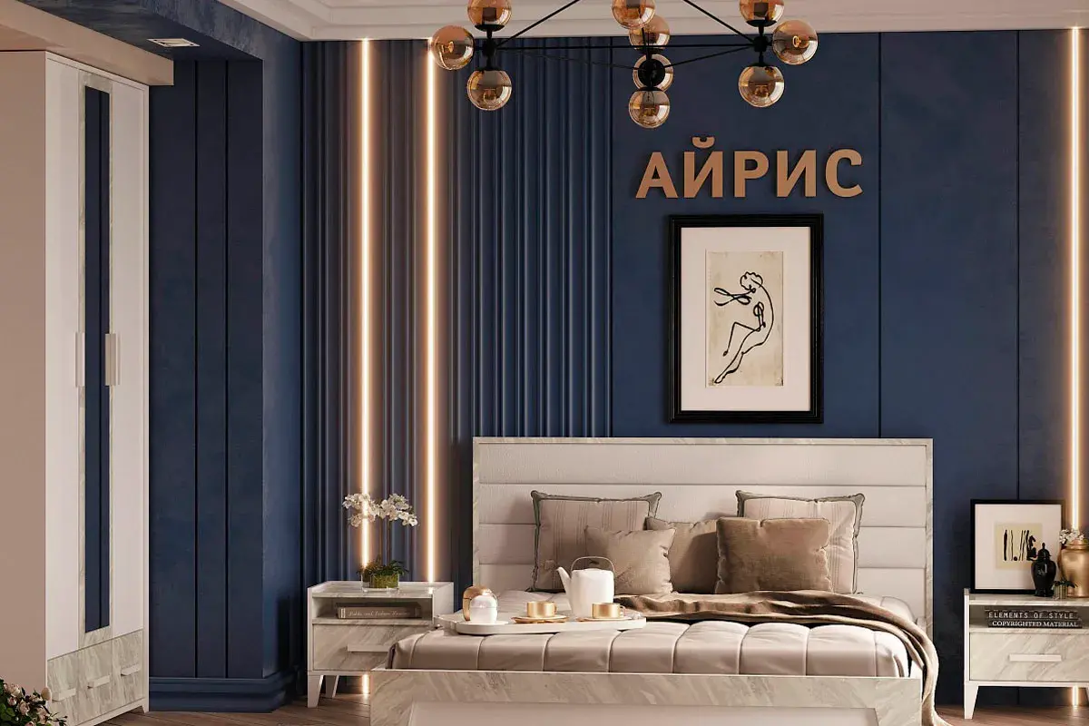 Шкаф для одежды и белья Айрис 444 (Белый/Статуарио) в мебель-центре Озерцо