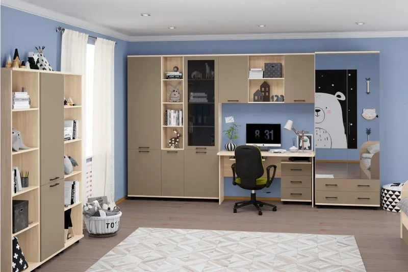 Детская Грейс композиция 3 (Ясень Асахи/Латте Матовый) — Мебель-центр Озерцо