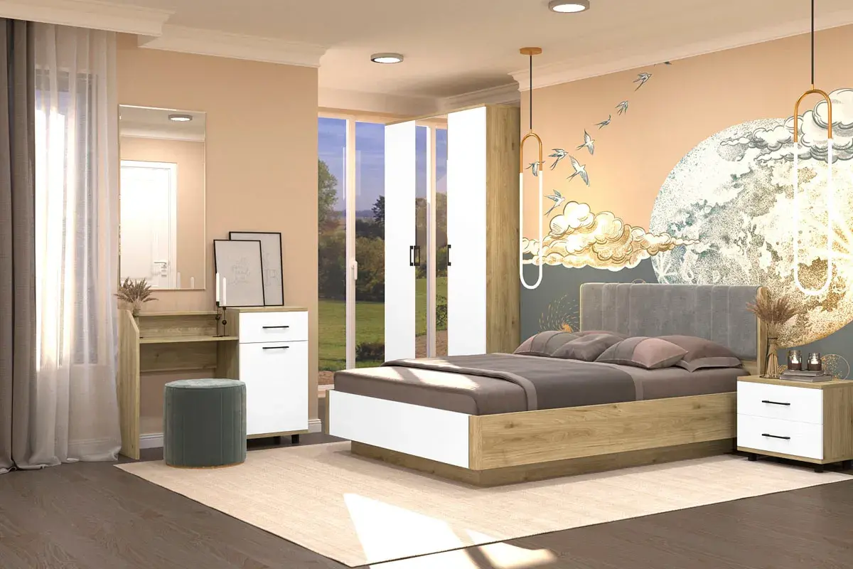 Шкаф для одежды и белья ШК-5001-ГС-БГ (Гикори Джексон Светлый/Белый Бриллиант Глянцевый) в мебель-центре Озерцо