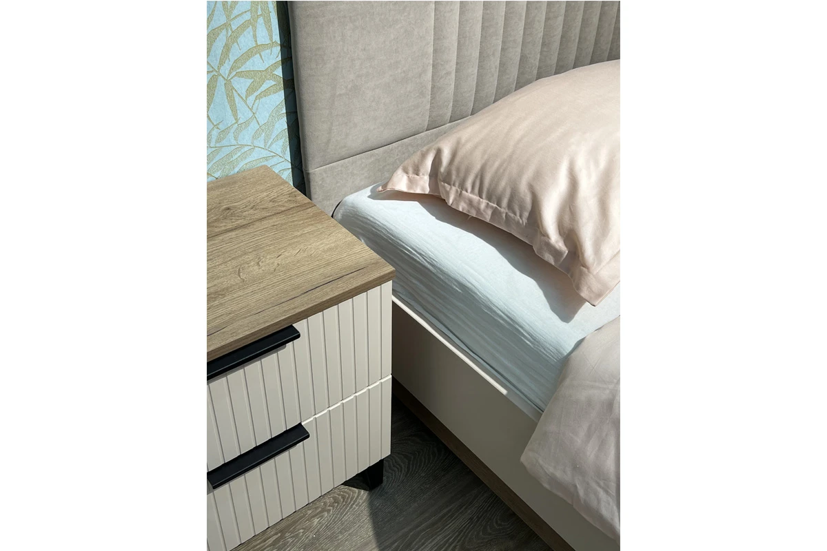 Тумба прикроватная Тоскана (Дуб Табачный/Бисквит) — Мебель-центр Озерцо