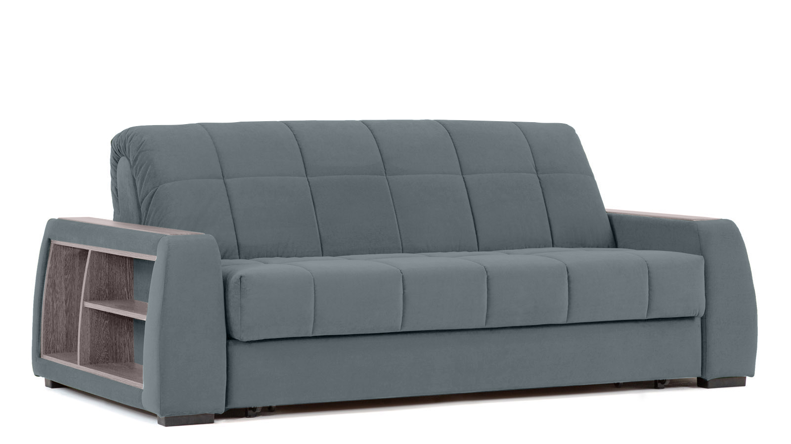 Диван - кровать Domo Pro с полками цвета ясень, стежка квадрат, ткань Sky Velvet 18 140x216 — в мебель-центре Озерцо