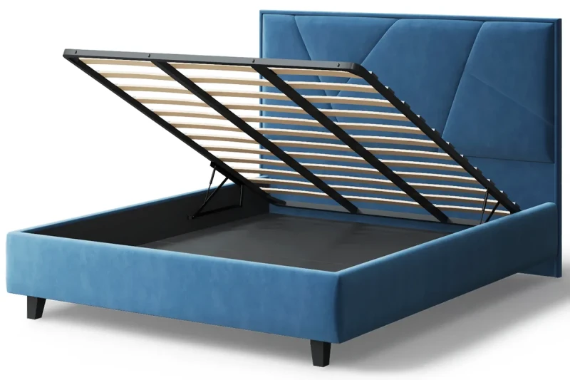 Кровать на опоре Ингрид с ПМ 140х200 (Бренди лайт 08/Синий) - купить в Озерце