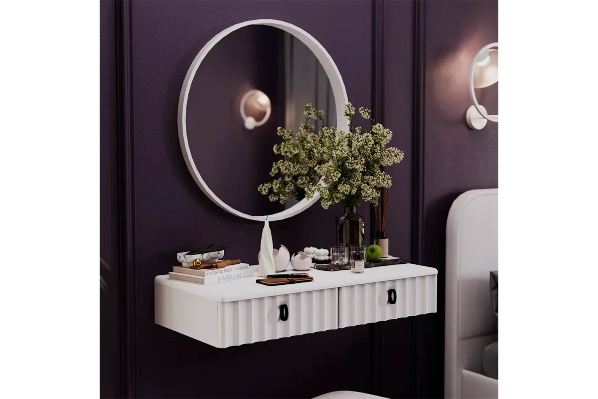 Стол туалетный Тиффани тип 1 (Белый Жемчуг/Белый софт) — Мебель-центр Озерцо