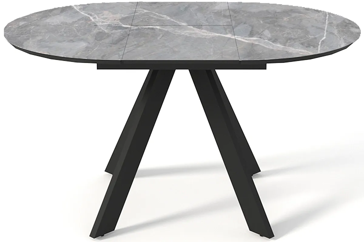 Стол обеденный Бонжур d 1000 (вставка 400/Бабочка) (Керамика FNZ9206050 LARKA GREY/МДФ Черный кварц/Черная) - купить в Озерце