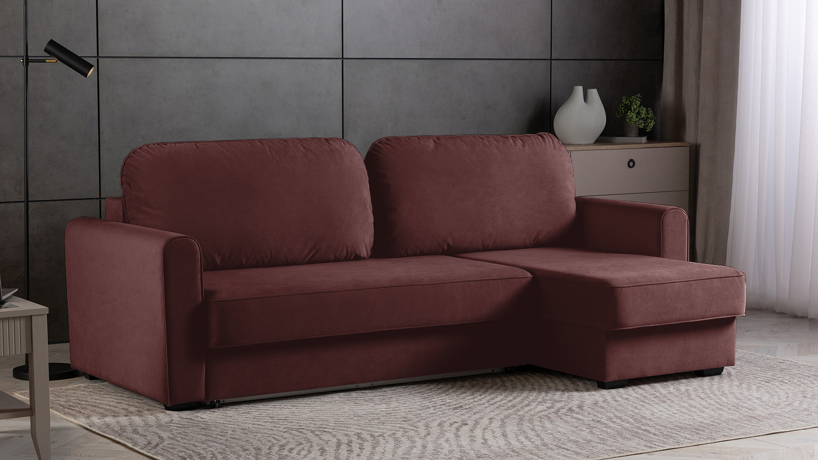 Диван -кровать угловой Magni ткань Sky Velvet 32 144x233 — купить в Озерце