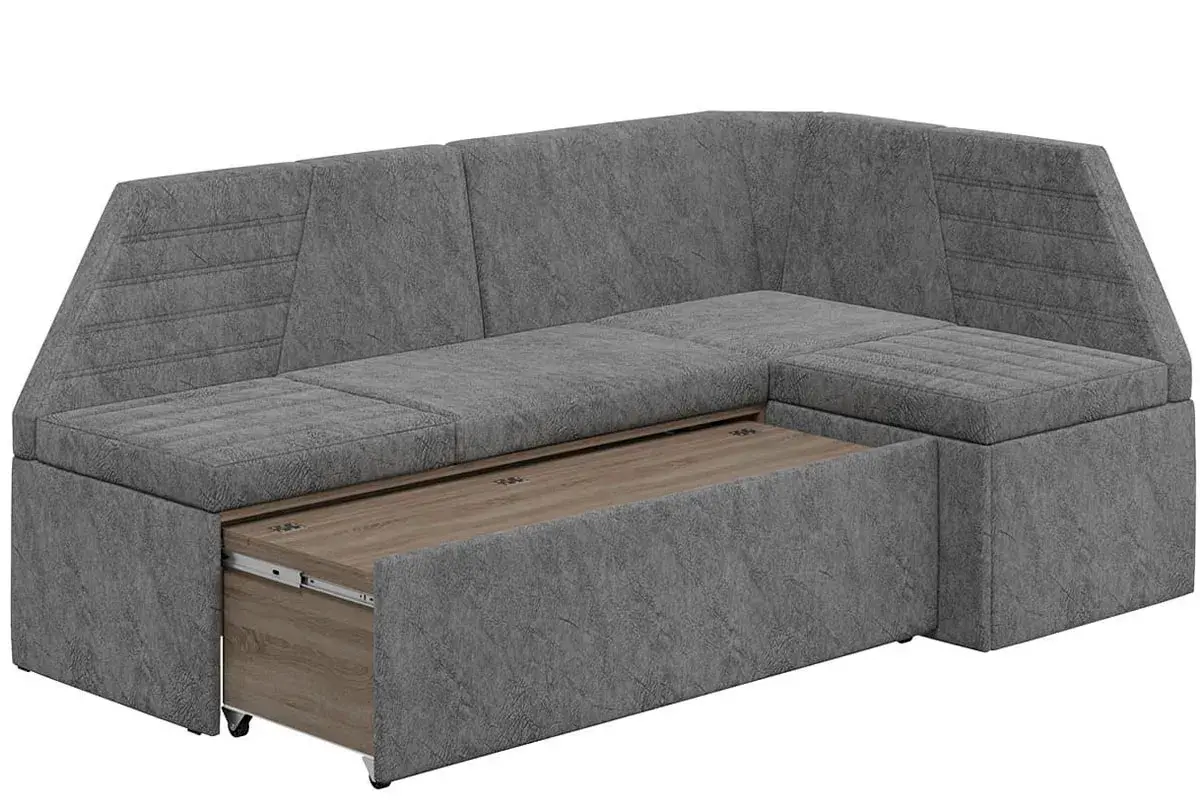 Скамья угловая Лондон со спальным местом Исп. 2 (Дуб сонома трюфель/Микровелюр Wellmart Silver) - купить в Озерце