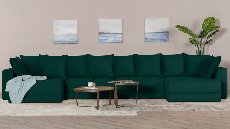 Диван Monako New П-образный с коробом для белья, Тк. Sky Velvet 42 157x455 — купить в Озерце