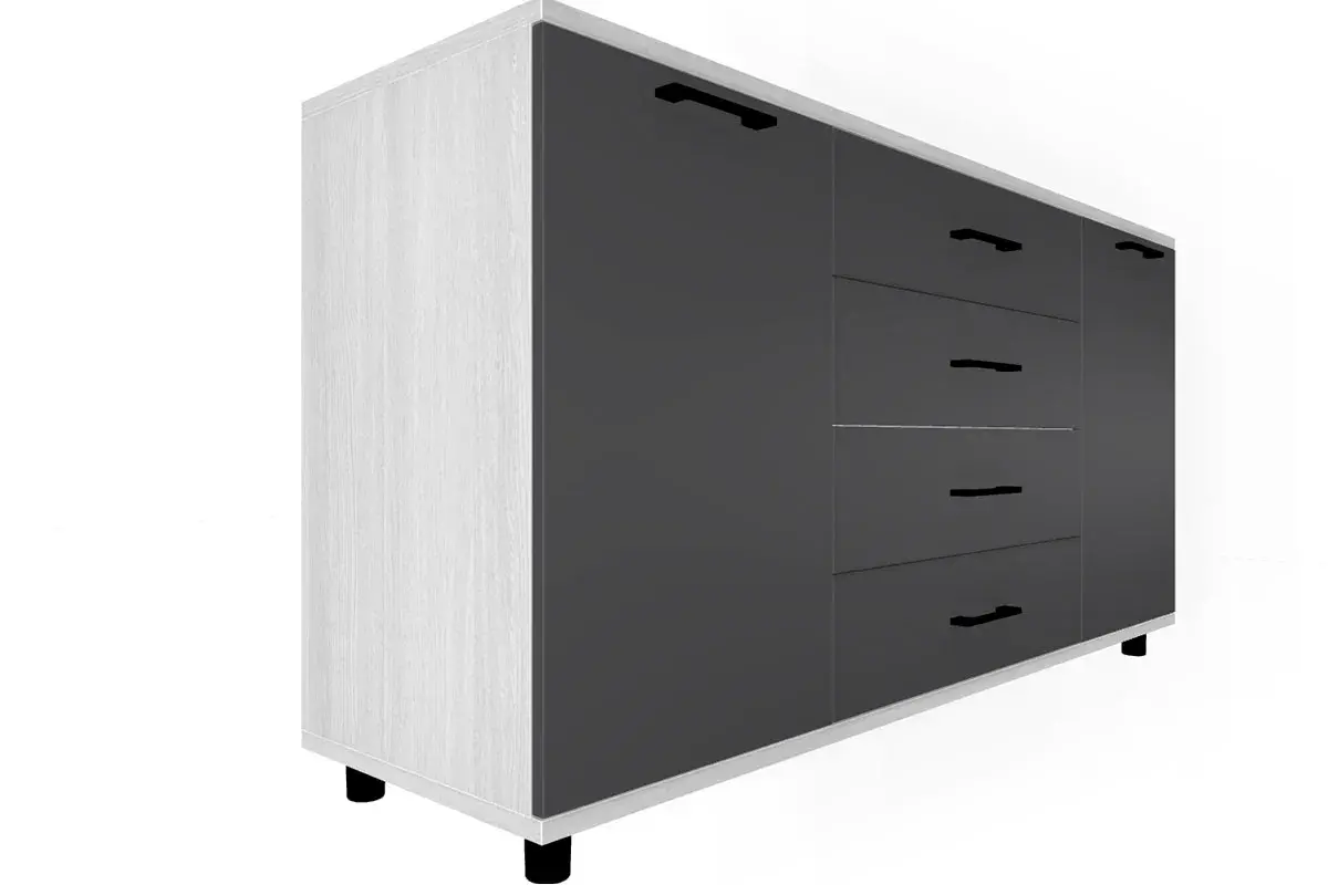 Спальня Грейс комплект 4 (Снежный Ясень,/Антрацит матовый) - купить в Озерце