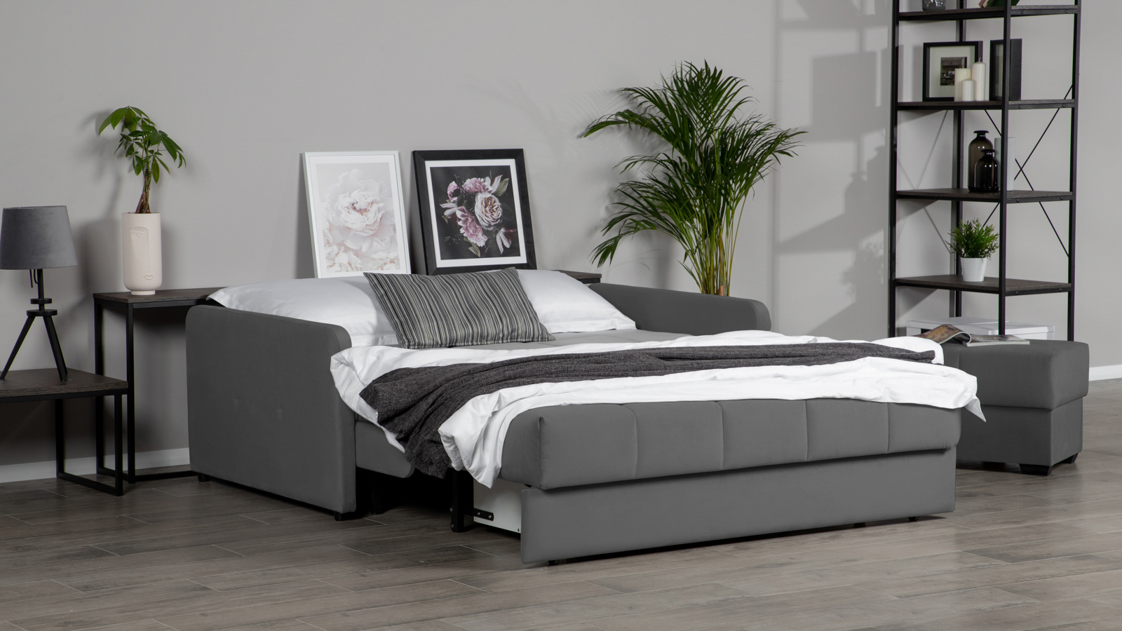 Диван - кровать Domo Pro с узкими подлокотниками, стежка квадрат, ткань Sky Velvet 16 160x216 — купить в Озерце