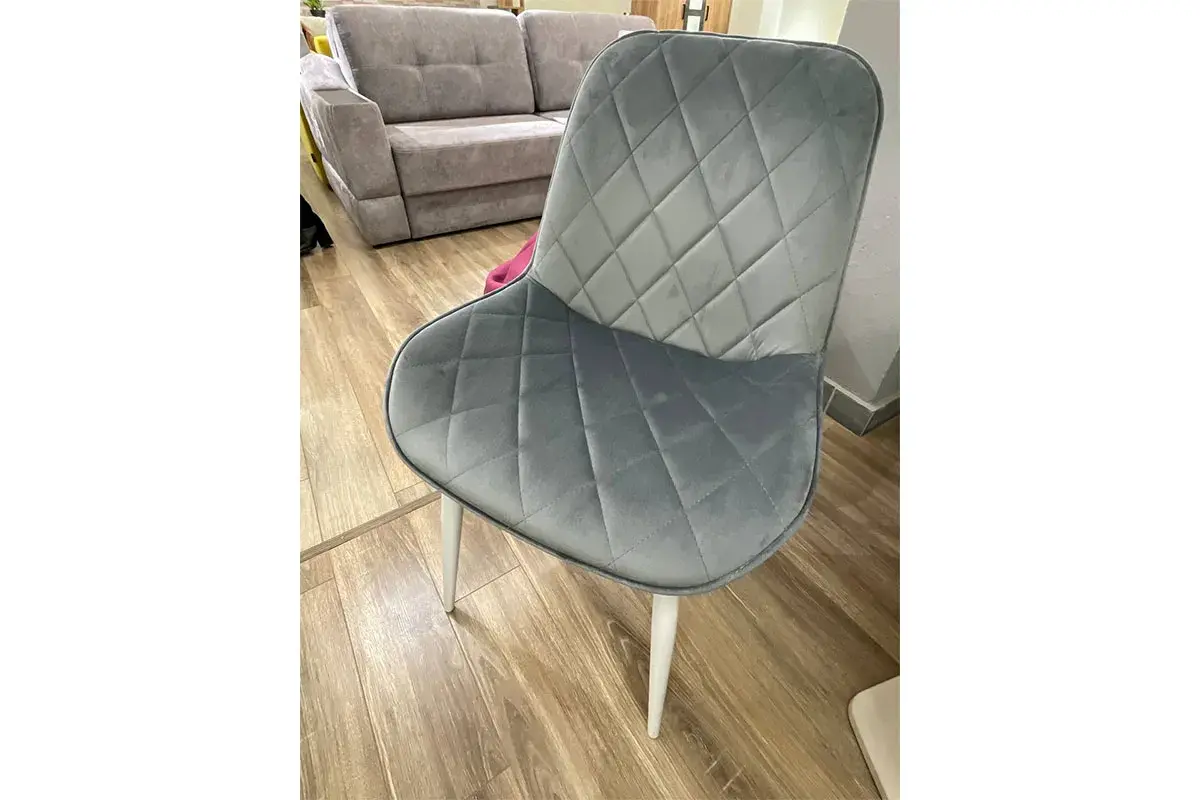 Стул Аура каркас 9003 белый матовый, велюр (Velluto 18 серый) СРП-032 - купить в Озерце